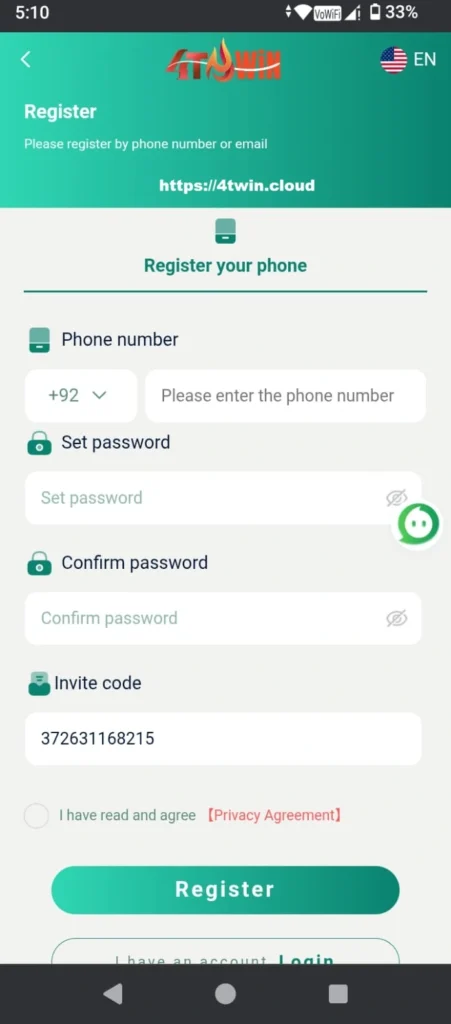 4T WIN Game register